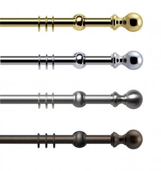 Exklusiv: BÜSCHE - Gardinenstange / Stilgarnitur ø 20 mm "Cremona" / Messing glanz / Chrom glanz / Nickel matt / Bronze bronziert matt