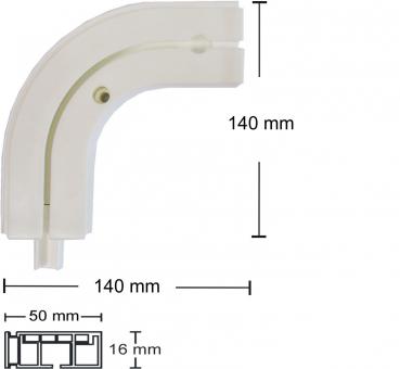 Preview: Rundbogen für Vorhangschiene 1-Lauf, Kunststoff, 1 Paar, weiß