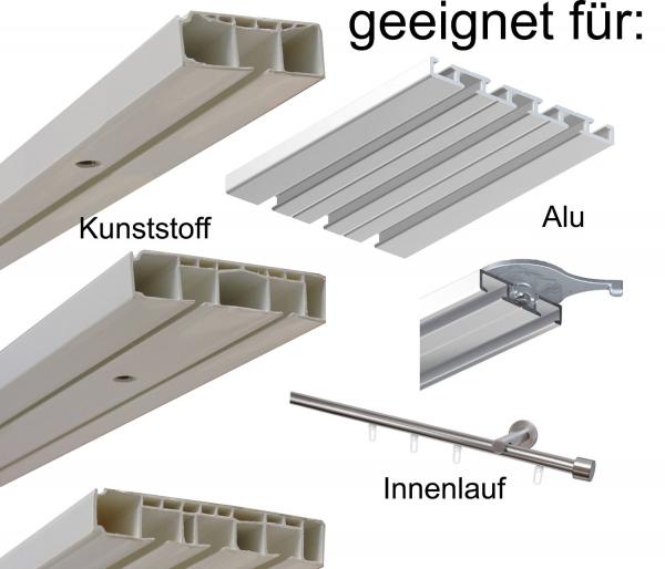 GARDUNA 60cm Aluminium Paneelwagen / Schiebewagen inkl. Beschwerung - silber - für Flächenvorhänge / Schiebegardinen