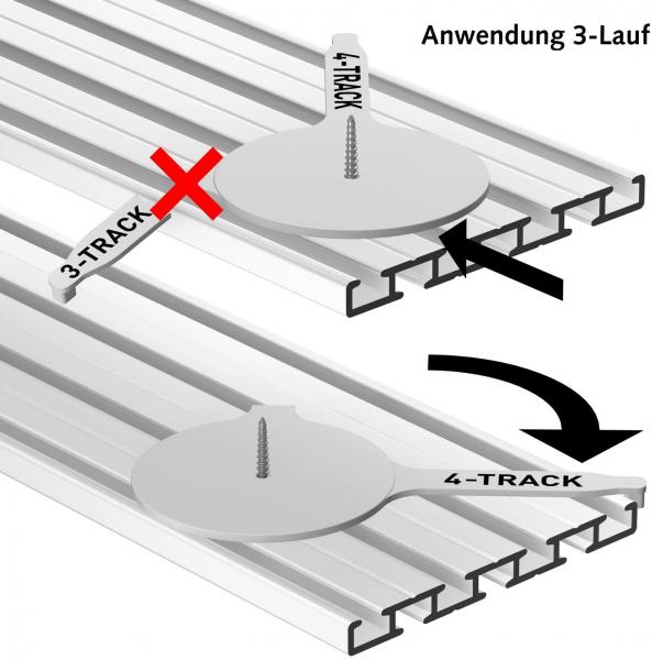 GARDUNA Vorhangschiene Gardinenschiene - Aluminium - weiß - glatte glänzende Oberfläche - 4-läufig oder 3-läufig - Flächenvorhangschiene - Wendeschiene
