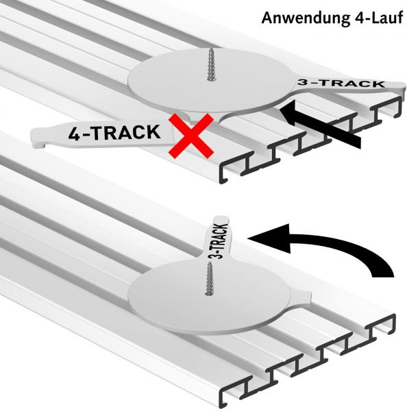 GARDUNA Vorhangschiene Gardinenschiene - Aluminium - weiß - glatte glänzende Oberfläche - 4-läufig oder 3-läufig - Flächenvorhangschiene - Wendeschiene