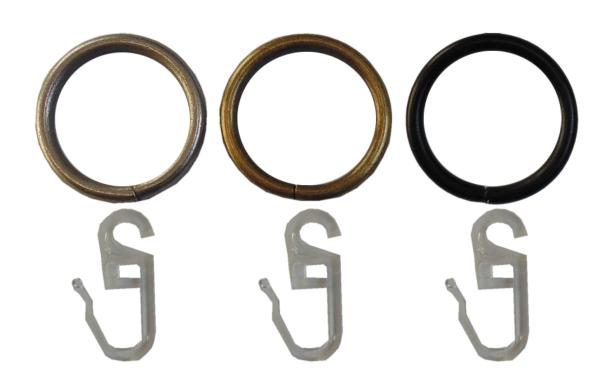 Messing-Optik Metall 33/27 mm 24 Stück Flairdeco Gardinenringe / Ringe mit Faltenhaken 