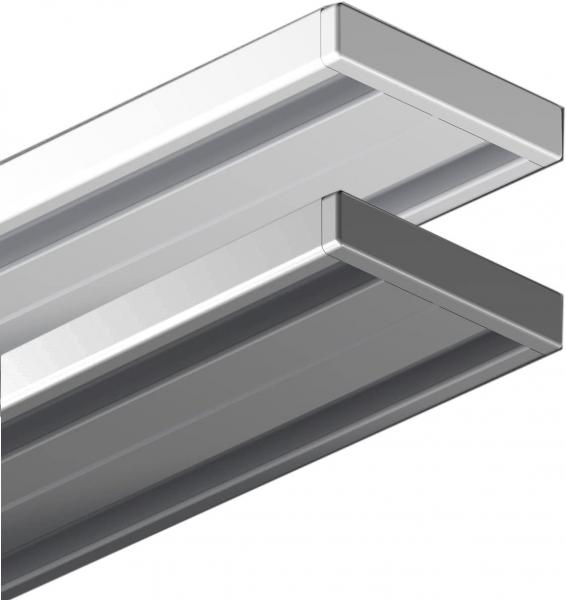 GARDUNA - Gardinenschiene Vorhangschiene - Aluminium - weiß / silber - 1- oder 2-läufig